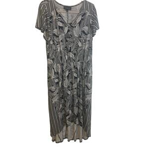 Lane Bryant‎ Plus Size 14/16 Black White Leaves Maxi Dress